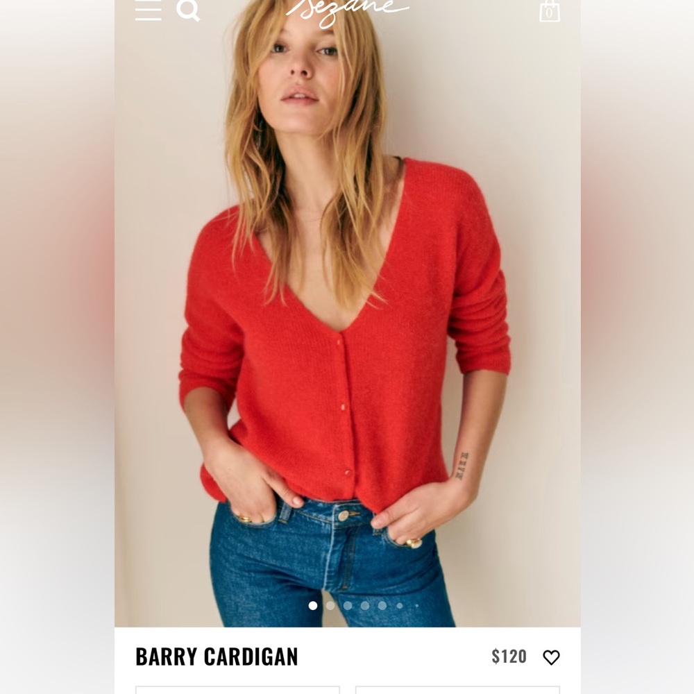 Sézane Barry cardigan, red, size S (US4-6)